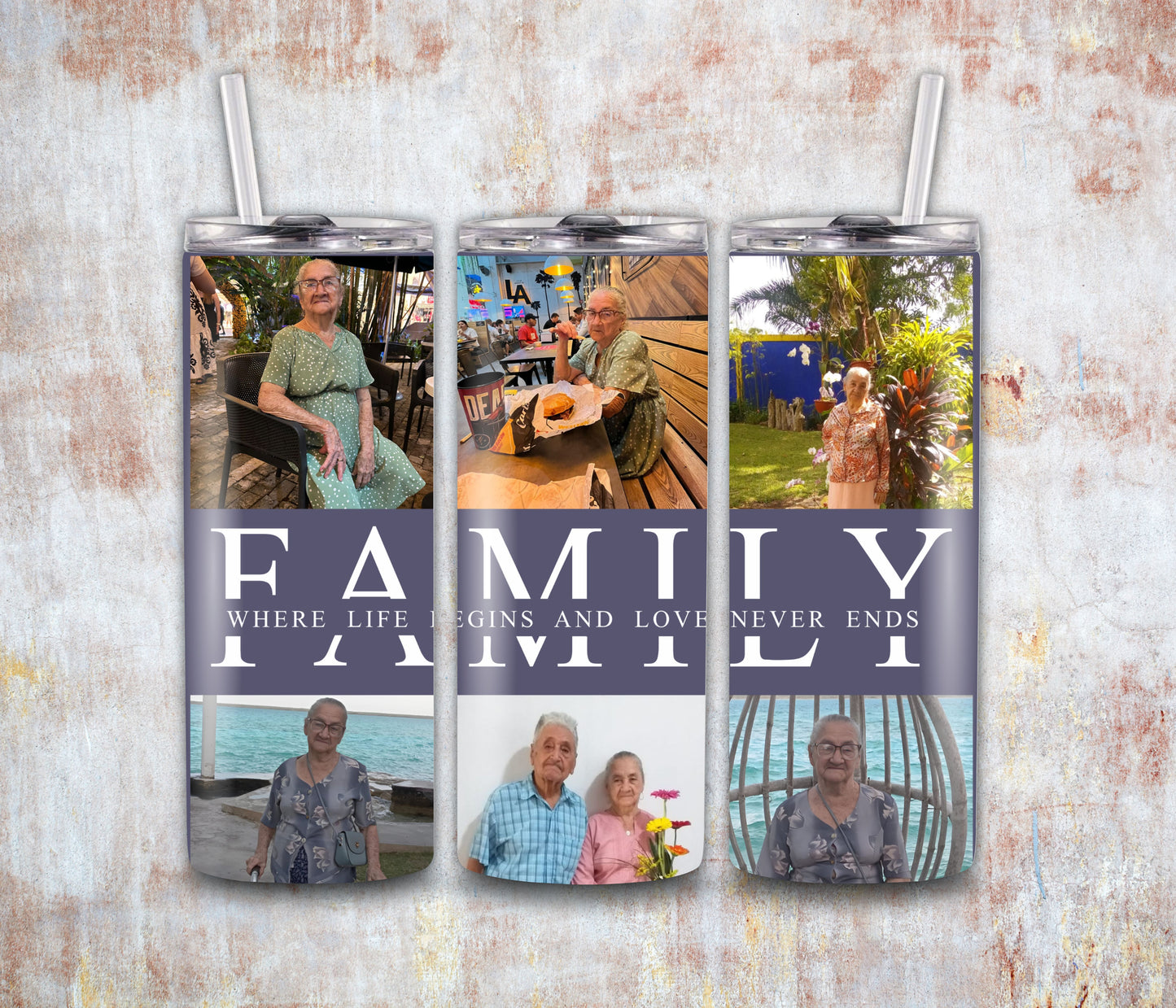 Family Photo Collage Tumbler Skinny 20 oz Tumbler