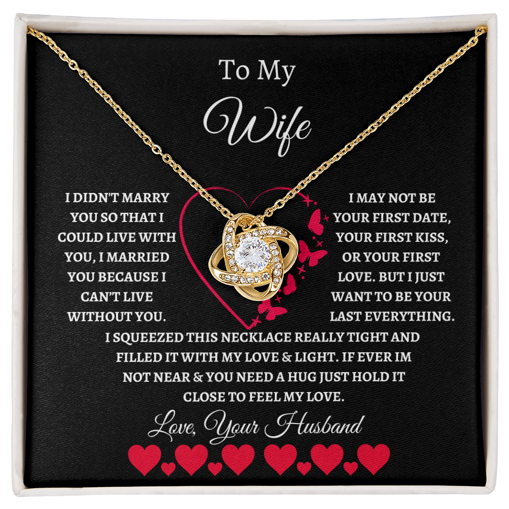 To My Wife Love Knot Necklace Red & white