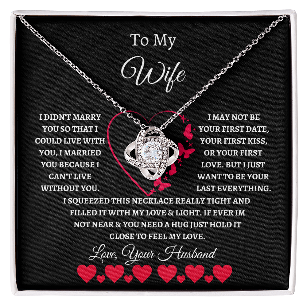 To My Wife Love Knot Necklace Red & white