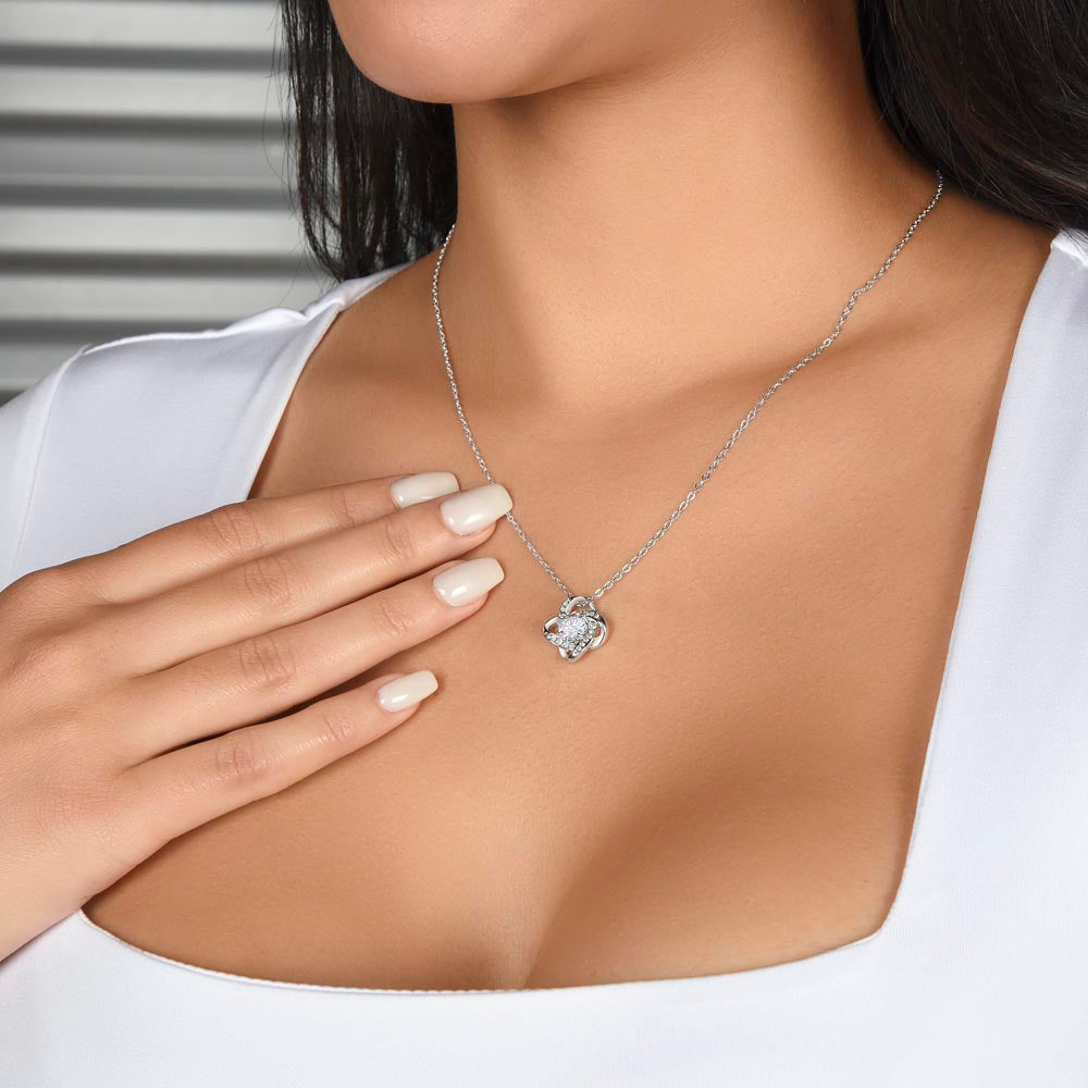To My Wife Love Knot Necklace Red Hearts