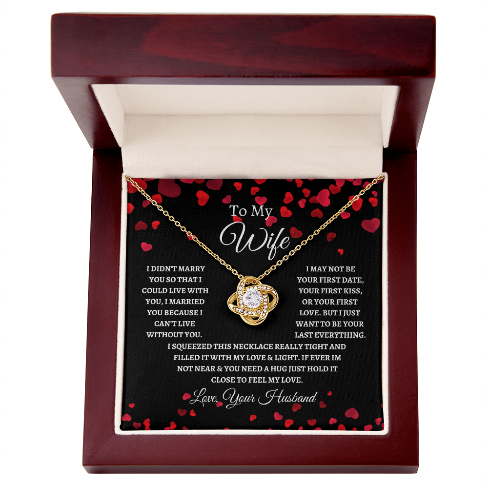 To My Wife Love Knot Necklace Red Hearts