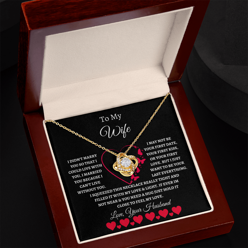 To My Wife Love Knot Necklace Red & white
