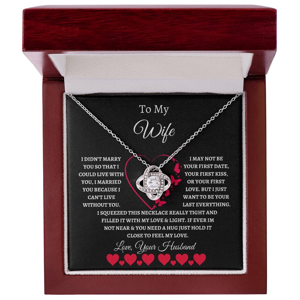 To My Wife Love Knot Necklace Red & white
