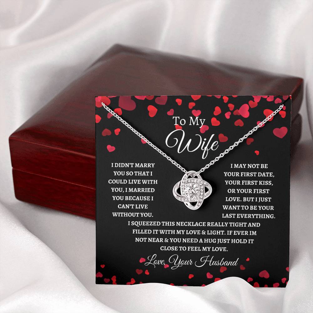 To My Wife Love Knot Necklace Red Hearts