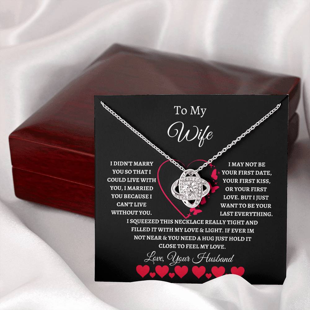To My Wife Love Knot Necklace Red & white