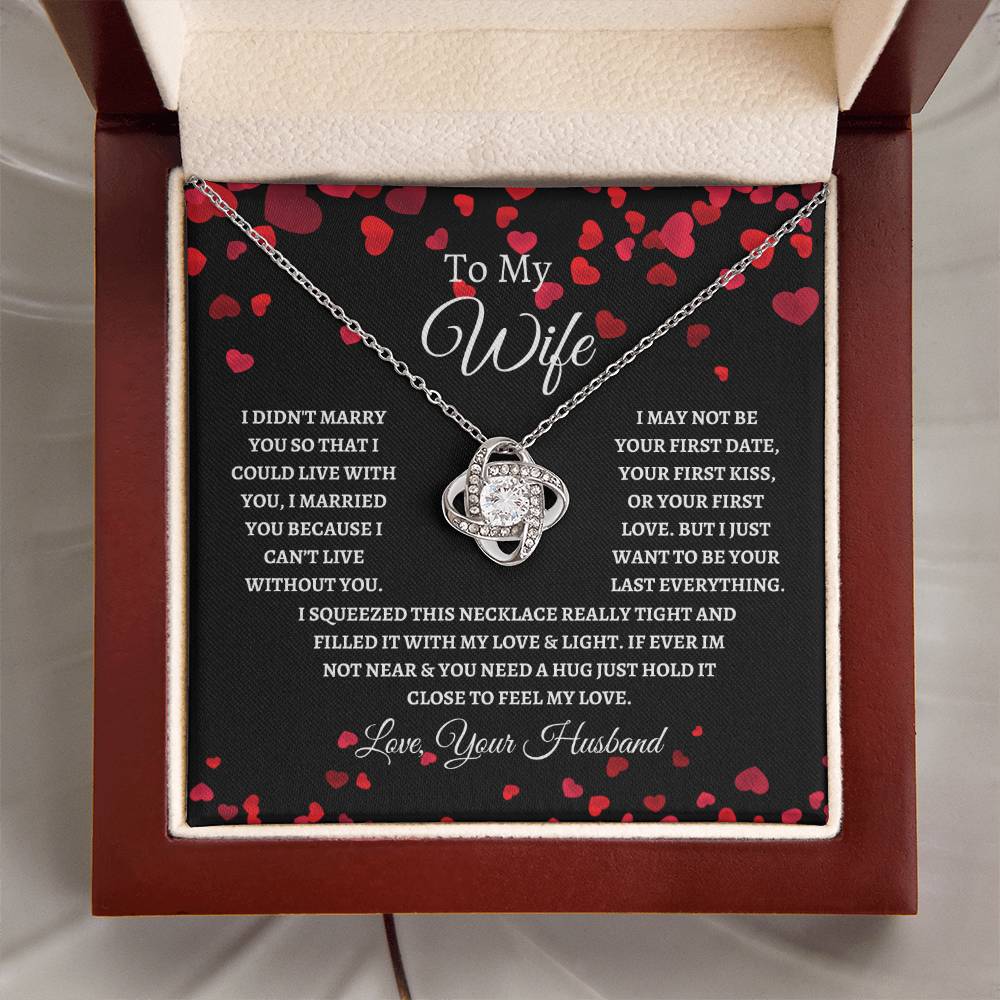 To My Wife Love Knot Necklace Red Hearts