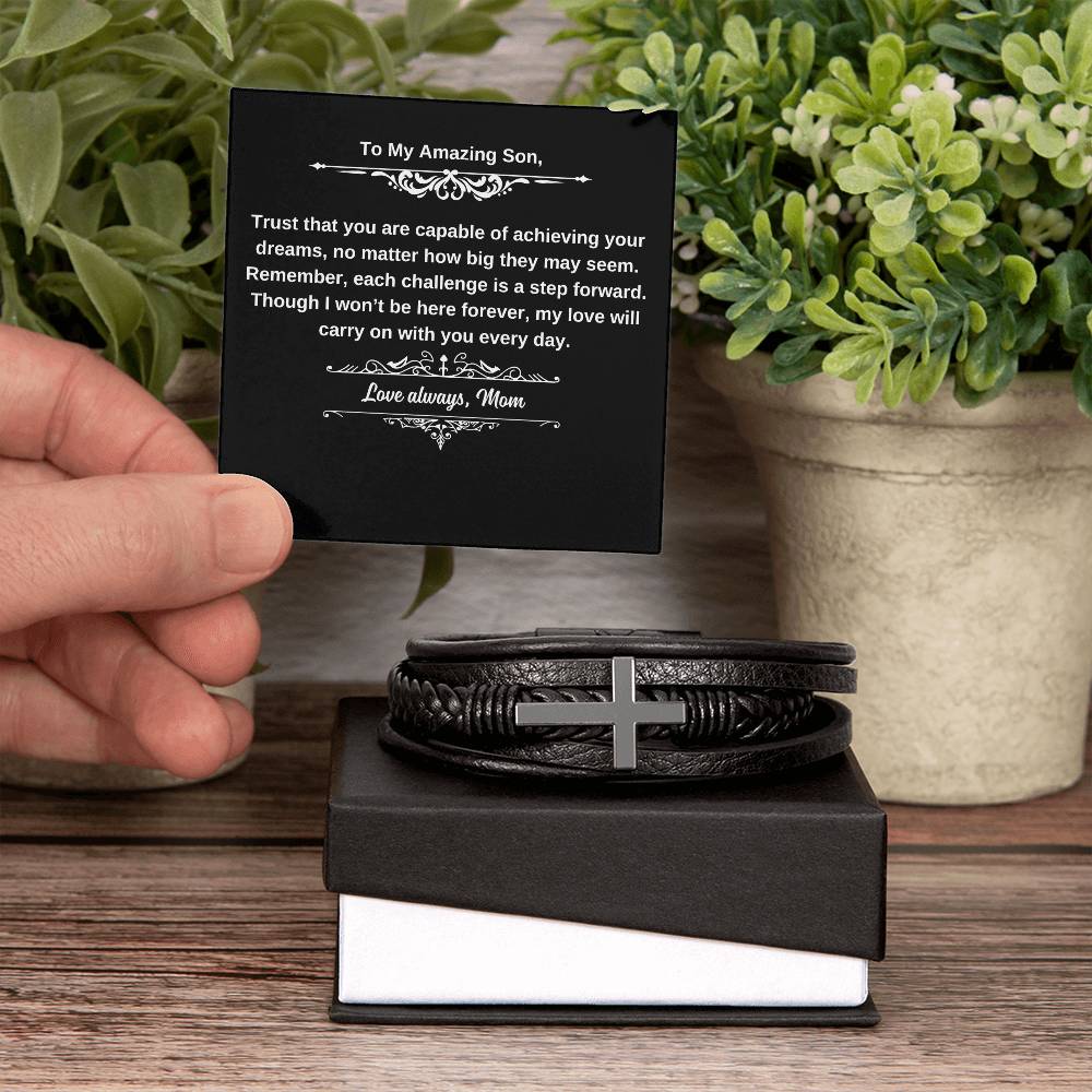 To My Amazing Son Cross Bracelet
