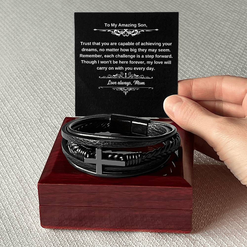To My Amazing Son Cross Bracelet