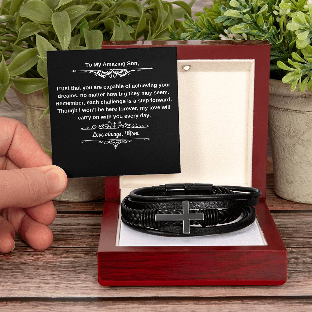 To My Amazing Son Cross Bracelet
