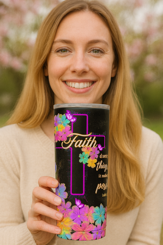 Vibrant Faith – Floral Cross 20 oz Tumbler