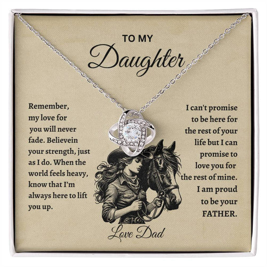 TO MY DAUGHTER  LOVE  DAD HORSE Love Knot Necklace
