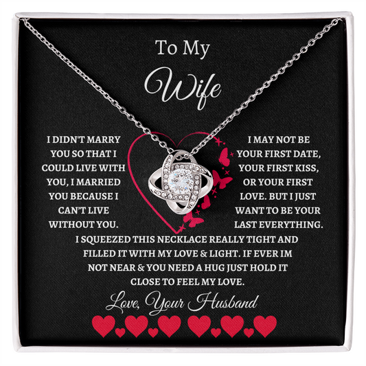 To My Wife Love Knot Necklace Red & white