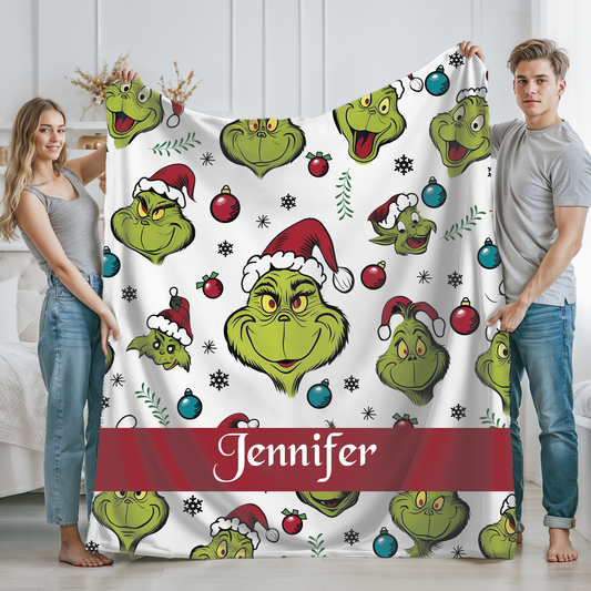 Personalized Grinch Blanket