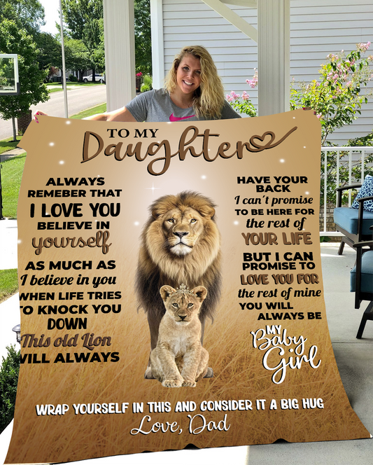 To My Daughter Love Dad Lion Blanket