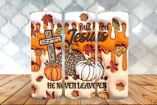 Fall-for-Jesus Autumn Faith Tumbler – 20 oz Skinny