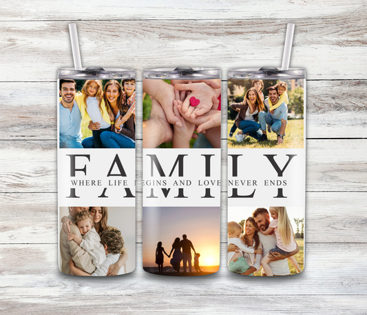 Family Photo Collage Tumbler Skinny 20 oz Tumbler